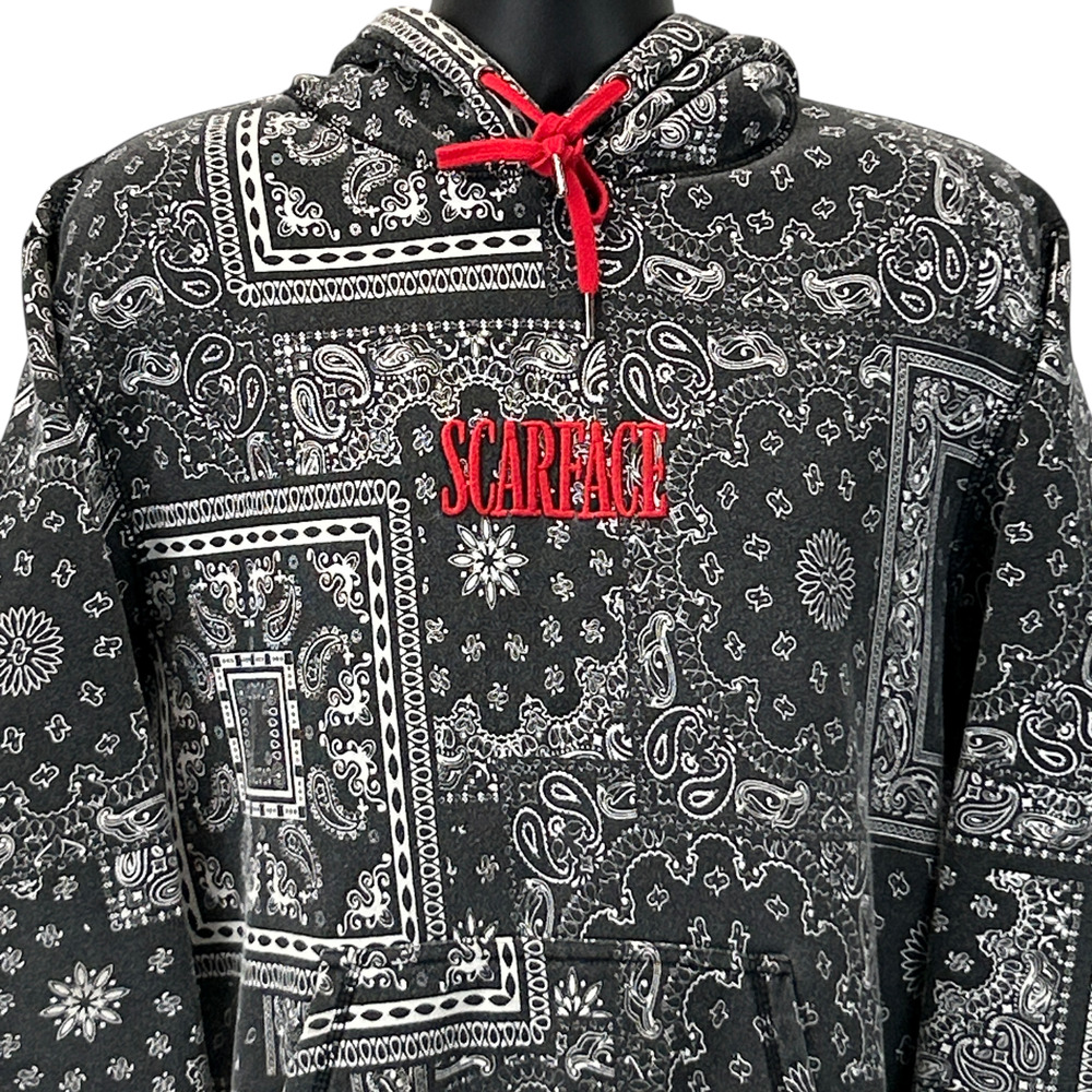 Scarface x Shoe Palace Bandana Hoodie Hooded Sweatshirt Logo Black Mens L Large